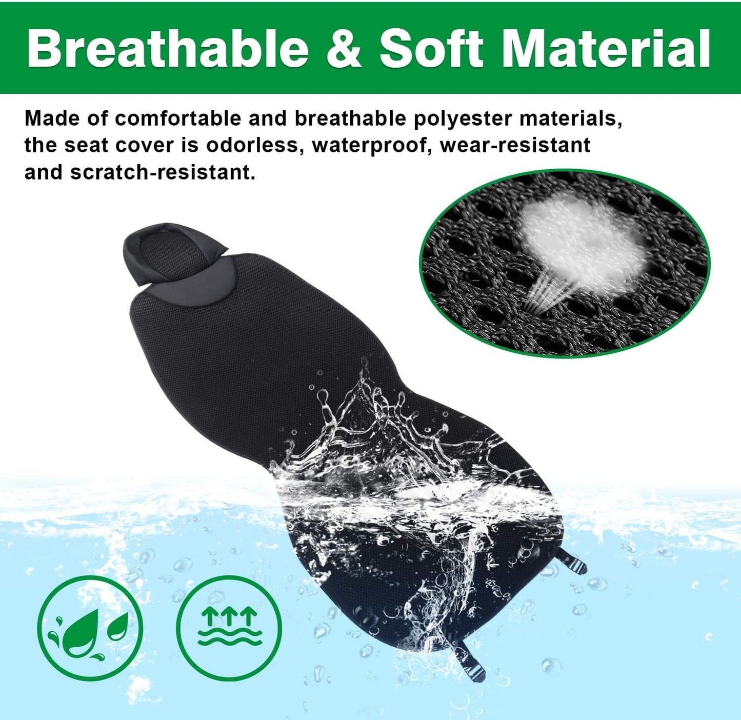 Shademax Car Seat Cover for Tesla Model 3 2017-2024/ Model Y 2020-2025 Accessories Front Car Seat Protector Breathable Comfortable Tesla Seat Cover Protector Black 2PCS