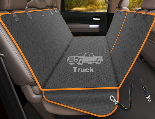 iBuddy Dog Truck Hammock for Back Seat Waterproof Dog Truck Seat Cover with Split Zipper Scratch Proof XL Dog Seat Cover Protector for Trucks and Large SUV and Car