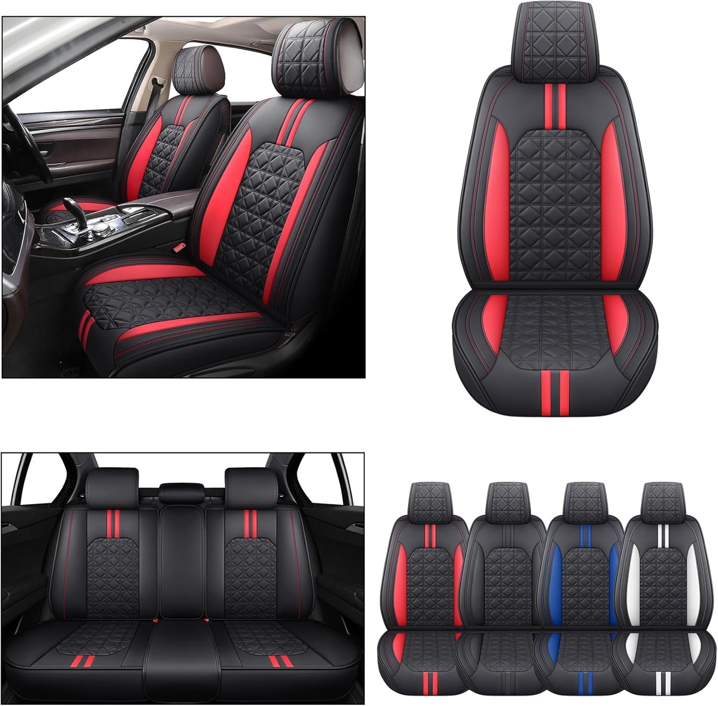 YIERTAI Universal Car Seat Covers Compatible with Toyota Corolla Highlander Honda Civic Odyssey Hybrid Ford Ranger Nissan Rogue Altima Waterproof Leather(2 PCS Front/Black-Brown)