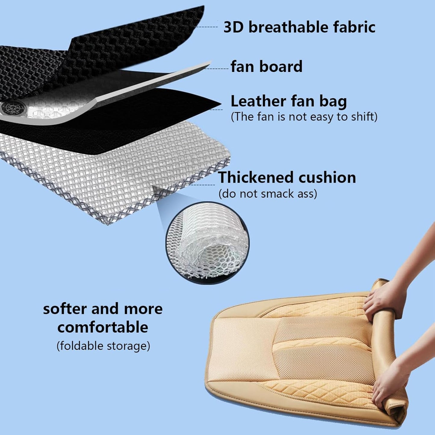 Cooling Car Seat,Car Fan Seat,12/24V System Cooling Car Seat Cushion 24 Fans 3 Cooling Speeds Anti-Sweat Universal Car Seat Covers for Summer Driving,Beige,car