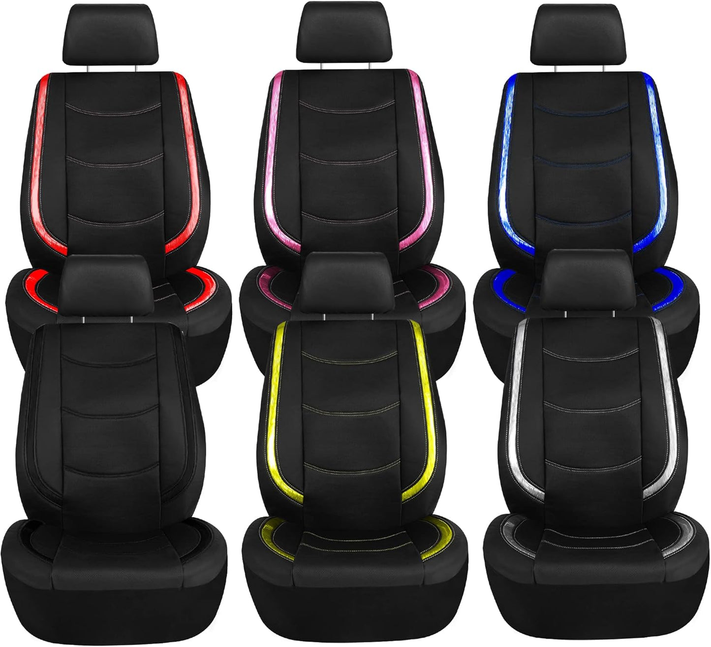 FH Group Full Set Faux Leather Car Seat Covers - Universal Fit, Low Back Front Seat Covers, Airbag Compatible, Split Bench Rear, Seat Cover for SUV, Sedan, White