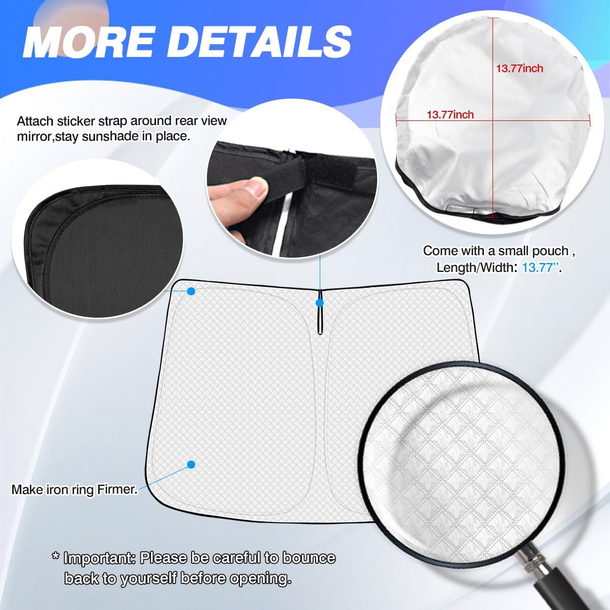 Canvcle Windshield Sun Shade for 2022-2024 2025 Kia Carnival Accessories Thicken 6-Layer Front Window Sunshade Cover Sun Visor Protector Foldable Block UV Rays Keep Vehicle Cool