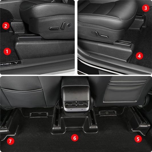2023-2021 Tesla Model Y Seat Slide Rail Pad Cover Protectors Under Seat Anti-Kick Scuff Wrap Kits Front Rear Console Seat Track Scratch-Resistant Case Shells for Model Y Accessories (7 PCS)