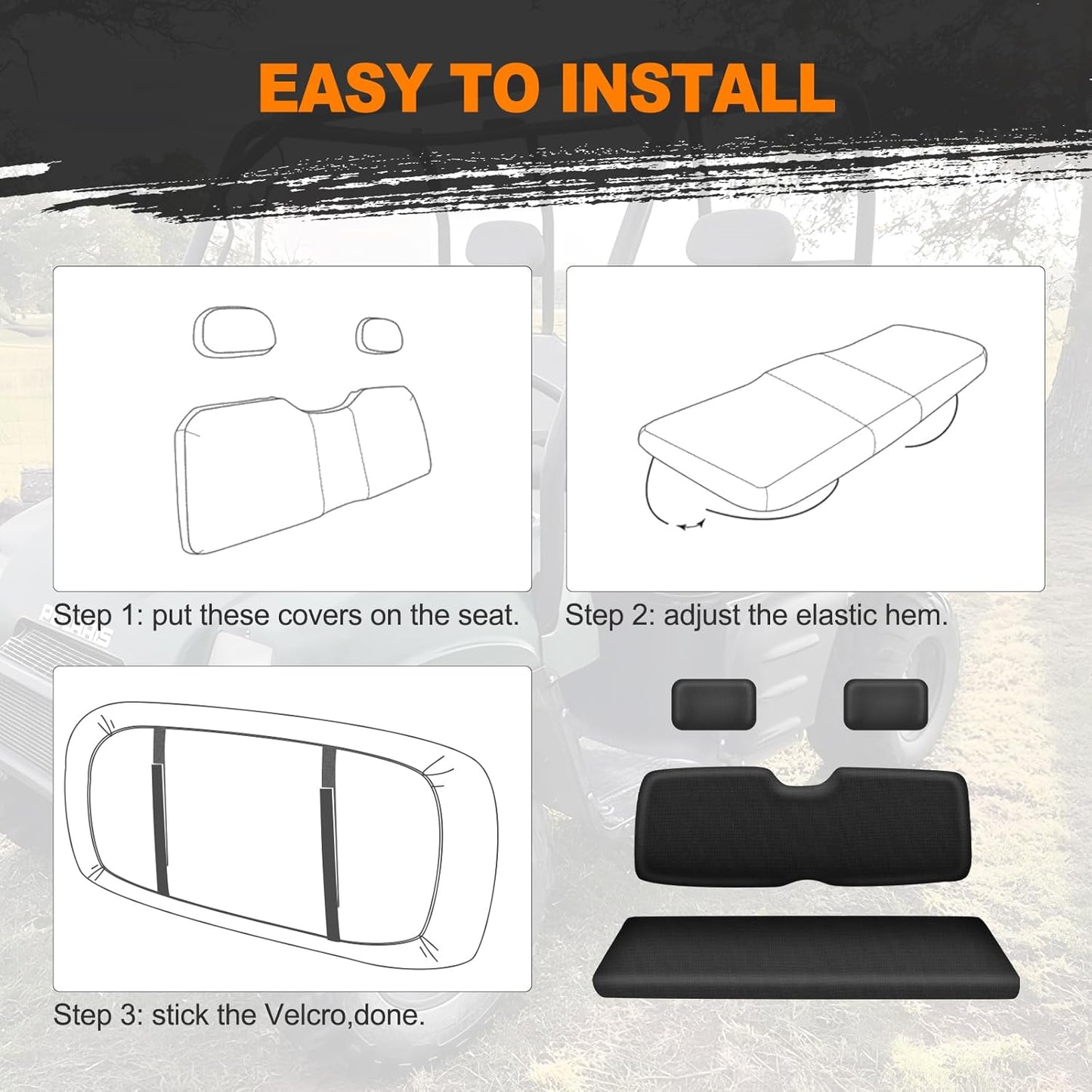 BORDAN UTV Seat Cover for 2002-2008 Polaris Ranger 500 700 800(Front Seat Only), Heavy Duty 1680D Waterproof Full Protection Outdoor Bench Seat Cover Set(4 PCS)