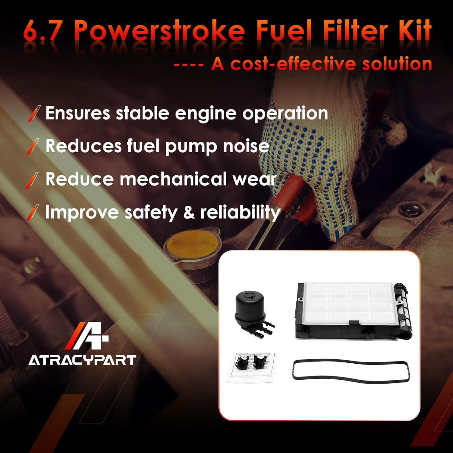 6.7 Powerstroke Diesel Fuel Filter Element │ Replacement for Ford 2017-2020 F-250, F-350, F-450, F-550 Super Duty V8 │Replaces# FD-4624, FD-4625, HC3Z-9N184-B