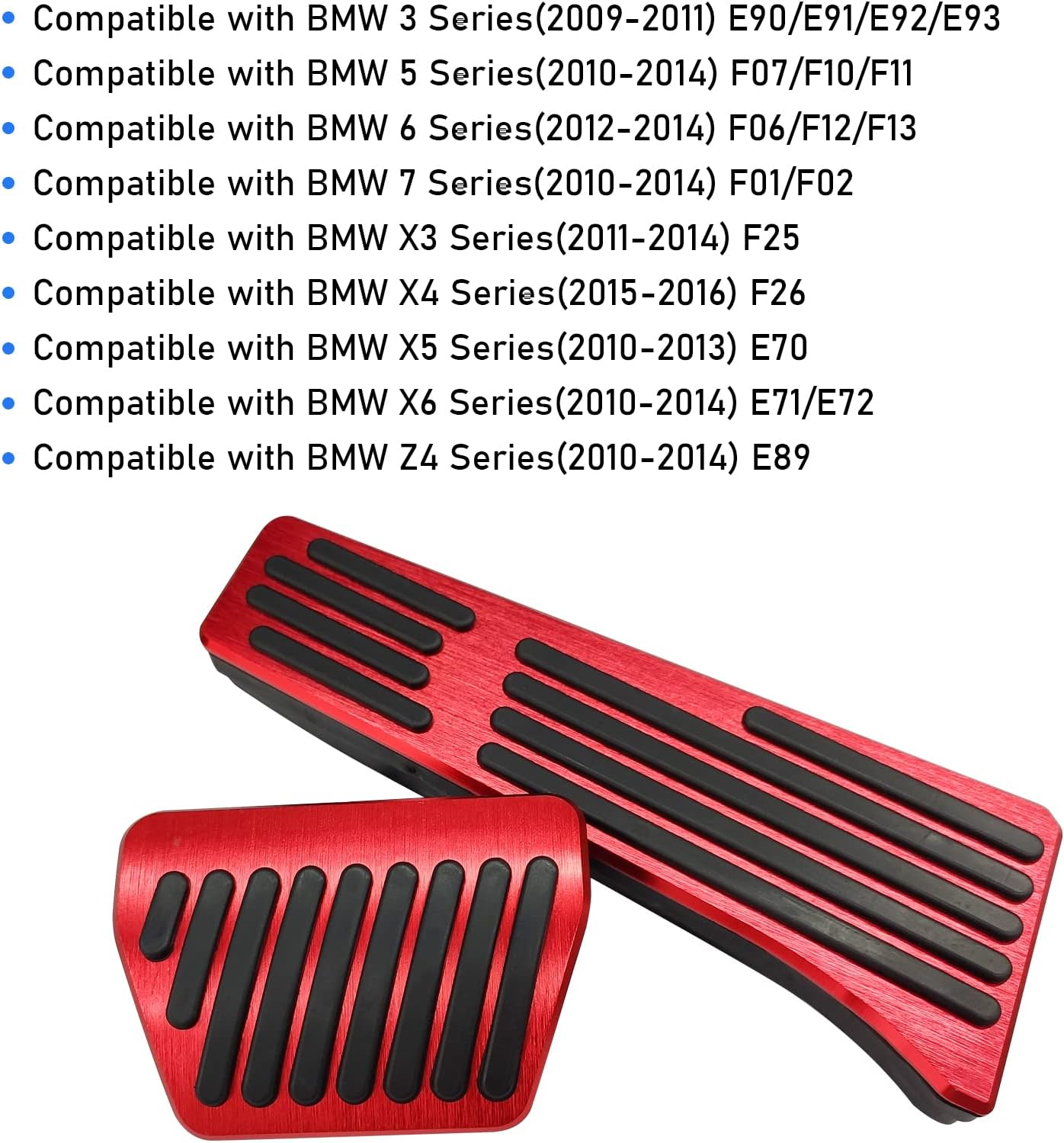 Jaronx Compatible with BMW Pedal Covers, No Drill Pedal Pads Anti-Slip Pedals Compatible with BMW 3' E90 E91 E92 E93/5' F10 F11/6' F12 F13/7' F01 F02/X3 F25/X4 F26/X5 E70/X6 E71/Z4 E89 (B Model-Red)