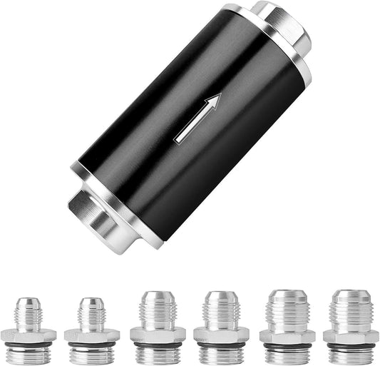 EVIL ENERGY 30 Micron Inline Fuel Filter with 6AN 8AN 10AN Adapter Universal 58MM
