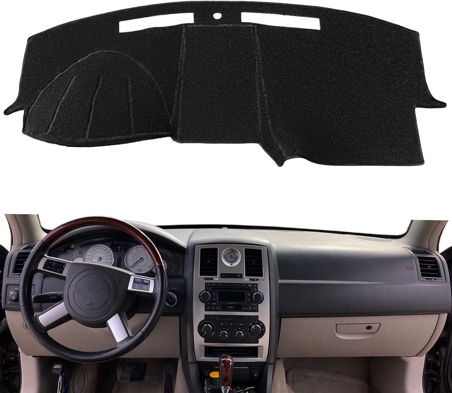 Fcovergurus Dash Cover Mat Custom Fit for Chrysler 300 300C 2005-2010, Dashboard Cover Pad Carpet Protector (Black) F49