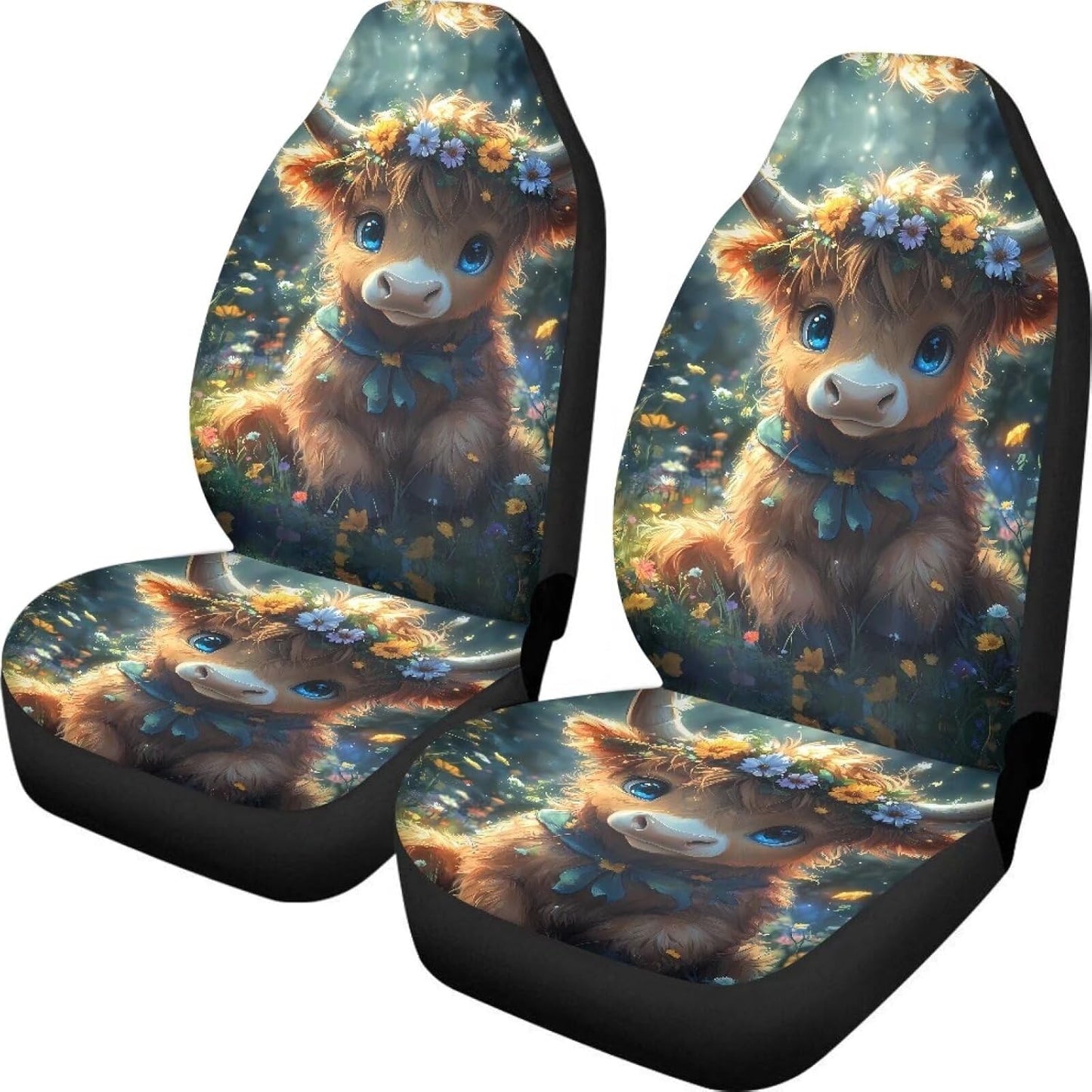 KEIAHUAN Galaxy Owl Car Seat Cover for Women Men, 2 Packs High Back Bucket Universal Fit Auto Seat Covers for Cars, Trucks, SUV, or Van