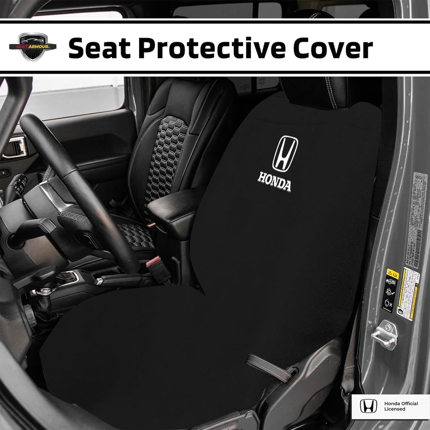 Seat Armour SA100HONB Officially Licenced Honda Black Car Seat Protector Towel
