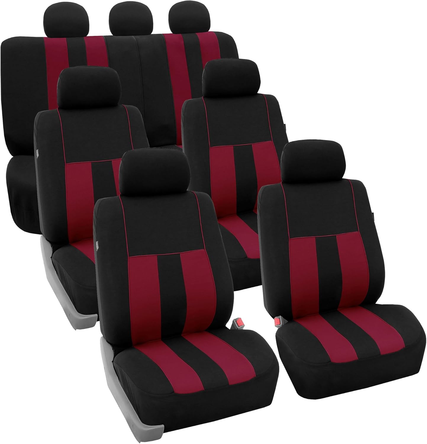 FH Group Three Row Striking Striped Full Set Car Seat Covers, Airbag Compatible & Split Ready – Universal Fit for Cars Trucks & SUVs (Blue) FB036217