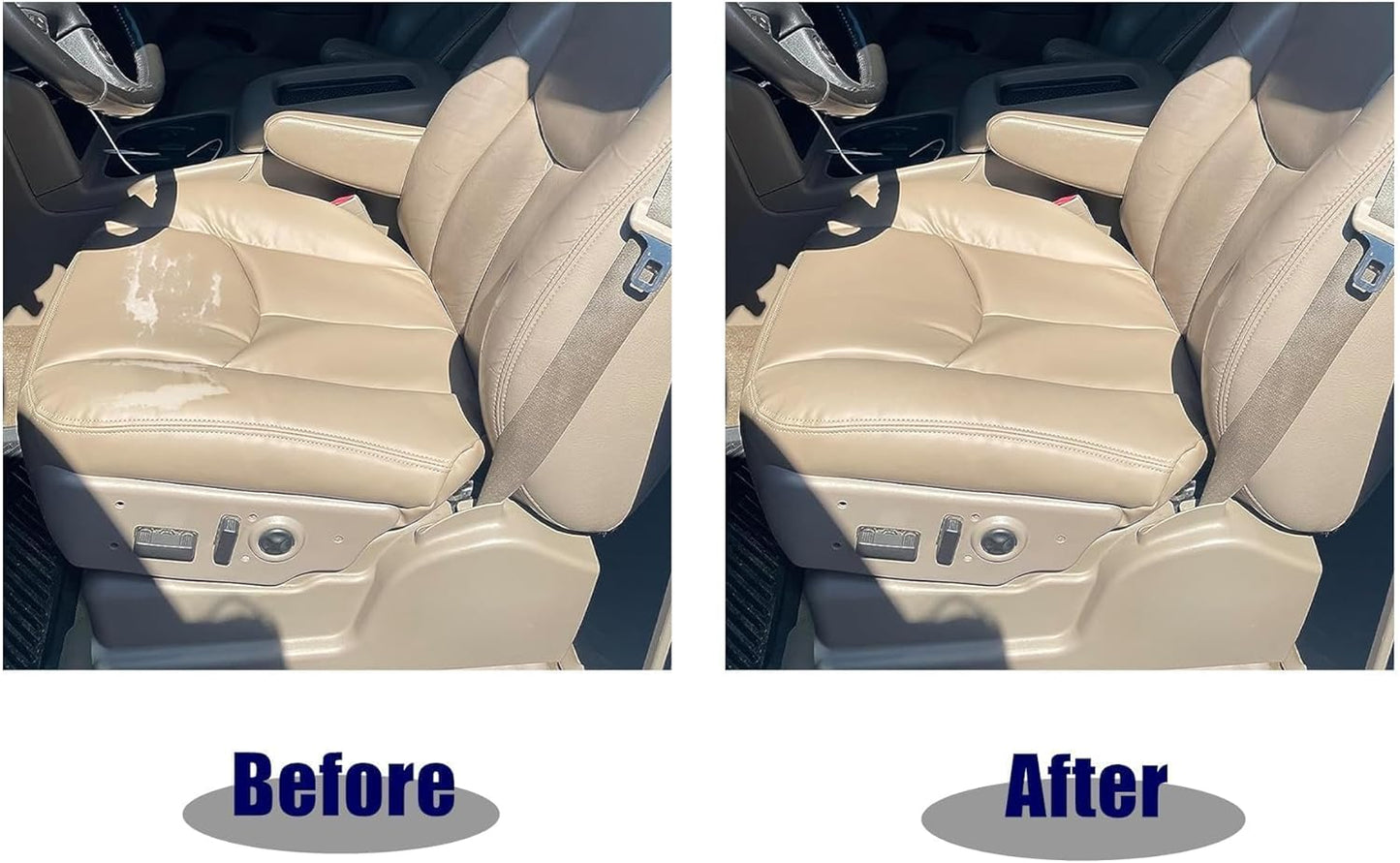 AOUTTUOA Front Driver and Passenger Bottom Microfiber Leather Seat Covers Tan #522 Compatible with Chevy Avalanche Silverado GMC Sierra 1500 2500 3500 HD 2003 2004 2005 2006