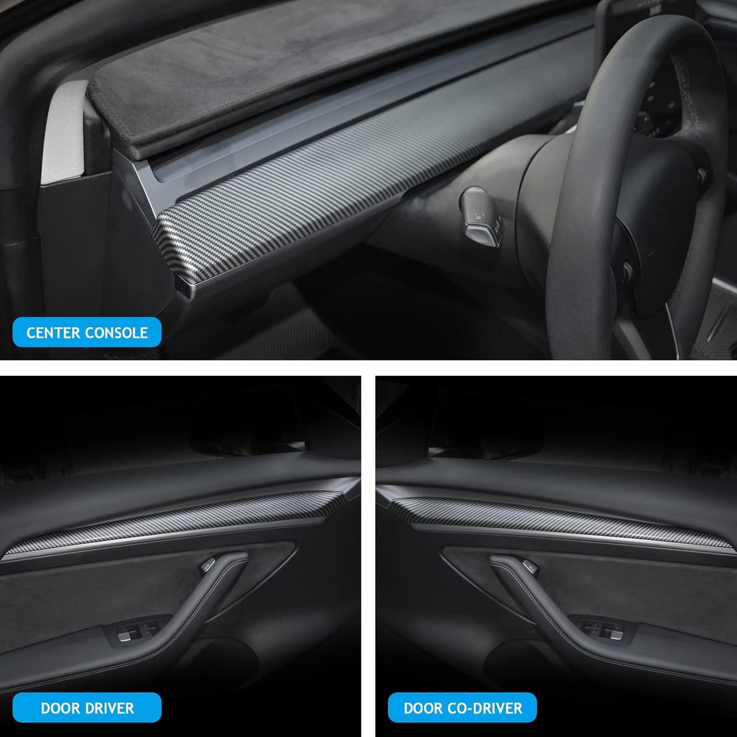 Carbon Fiber Model Dashboard Cover for Tesla Model Y 2020 2021 2022 2023, Car Center Console Panel Sticker Interior Accessories for Tesla Model 3 2020-2023 (Matte) - Not for 2024 2025 New Model