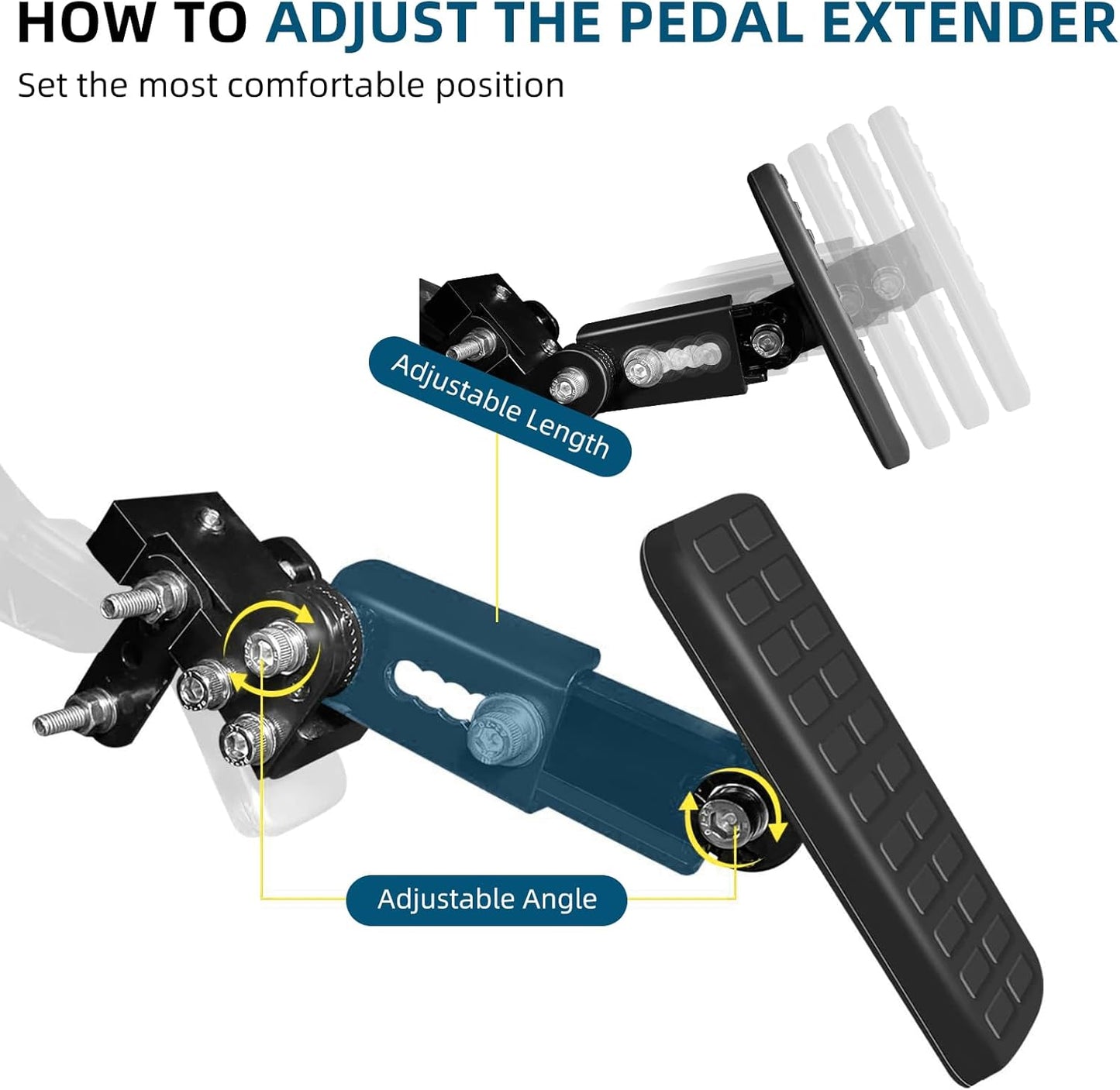 OKSTENCK Gas and Brake Pedal Extensions with Adjustable Length and Angle for Shorter Drivers in Cars, Go-Karts, Ride-on Toys, etc.