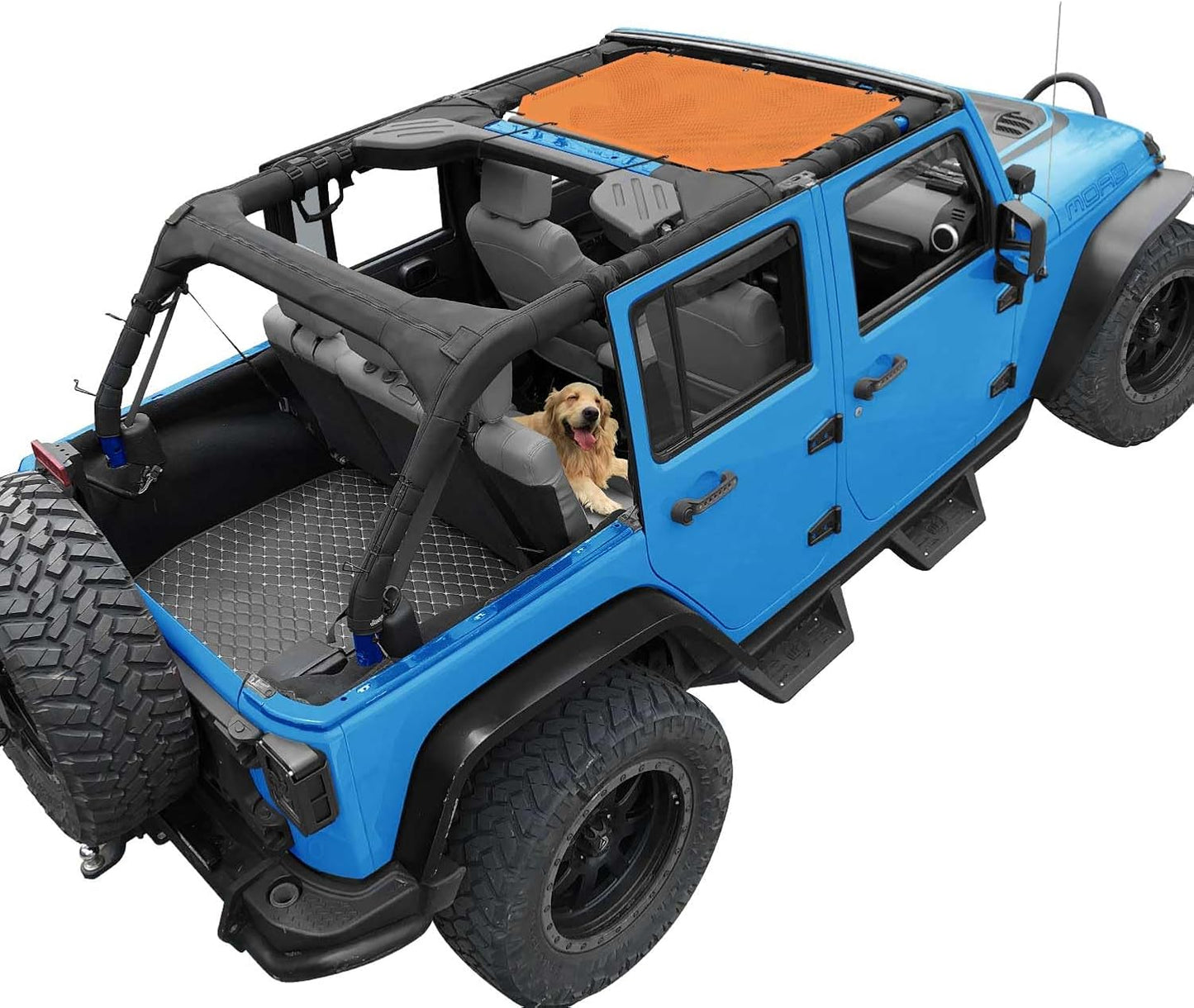 Coverspec JT Top Sun Shade Roof Compatible with Jeep Gladiator JT (2018-2023) 4 Door Jeep Sunshade Top Sunroof Bikini Cover- Blocks UV, Wind, Noise - Black Mesh for Full Length