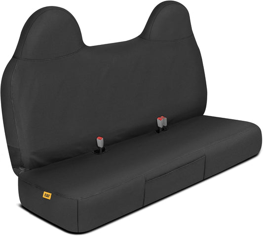 Caterpillar Custom Fit Front Bench Seat Cover for Ford F250 / F350 / F450 / F550 (1999-2007) - Durable Black Oxford Truck Seat Cover with Utility Pockets, Super Duty Interior Cover