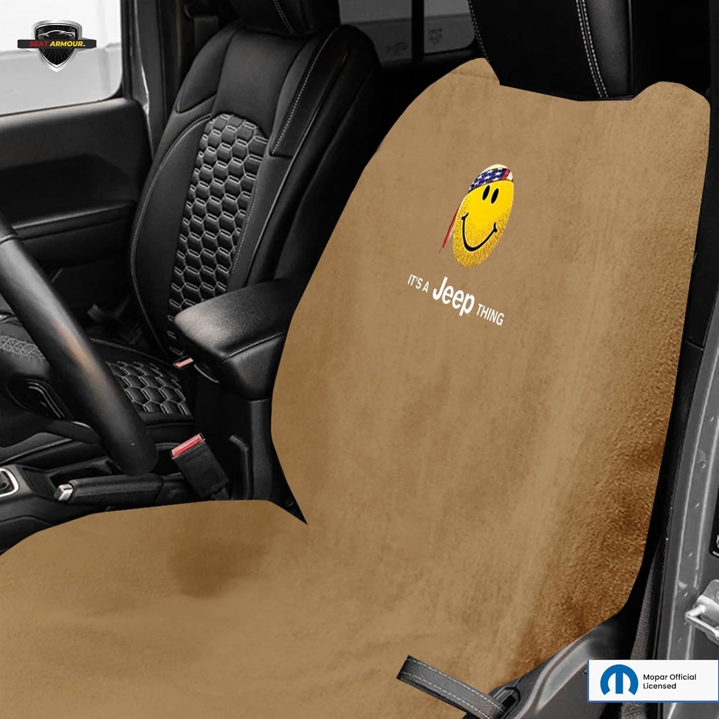 Seat Armour SA100JEPSFT Tan 'Jeep Smiley Face' Seat Cover