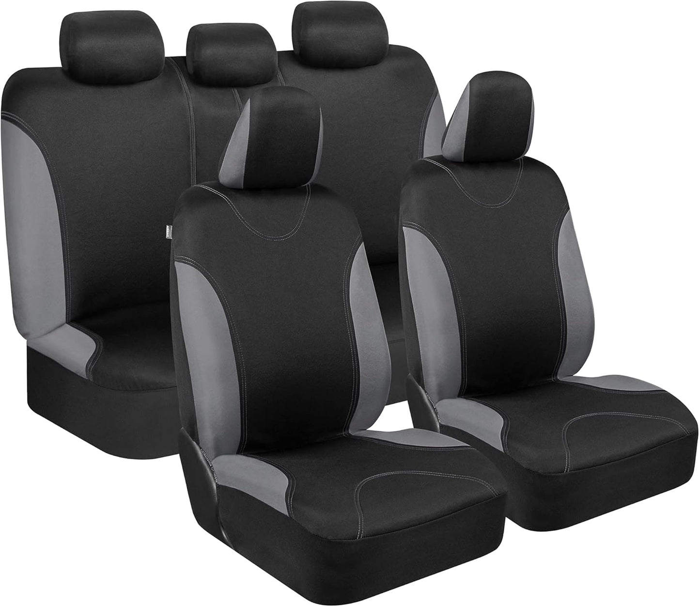 BDK OS-334-PK Sleek and Stylish Car Seat Covers, Split Bench Option, 5 Headrests, Side Airbag Compatible