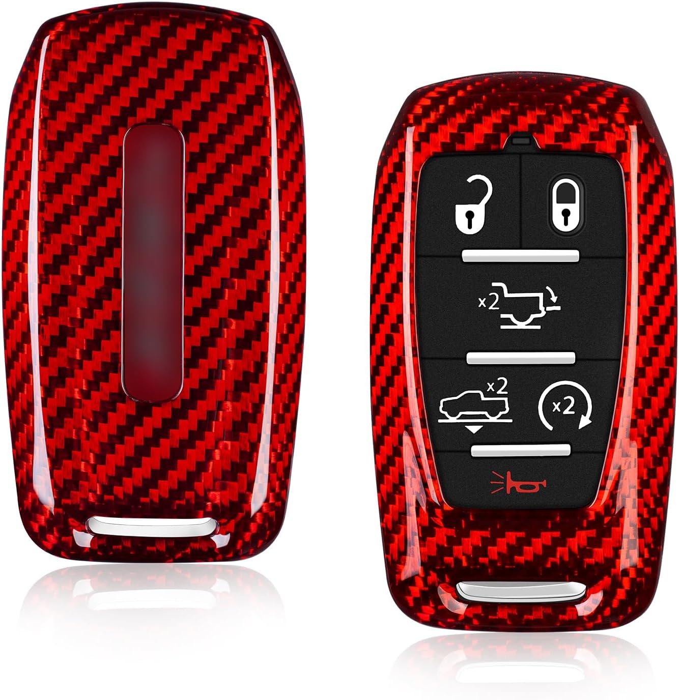 T-carbon Real Carbon Fiber Key Fob Cover Fits for Ram, Key Fob Protector fits for Ram 1500 2500 3500 Accessories for Power Wagon Tradesman Accessories Key Shell with Keychain 2019-2024, Black