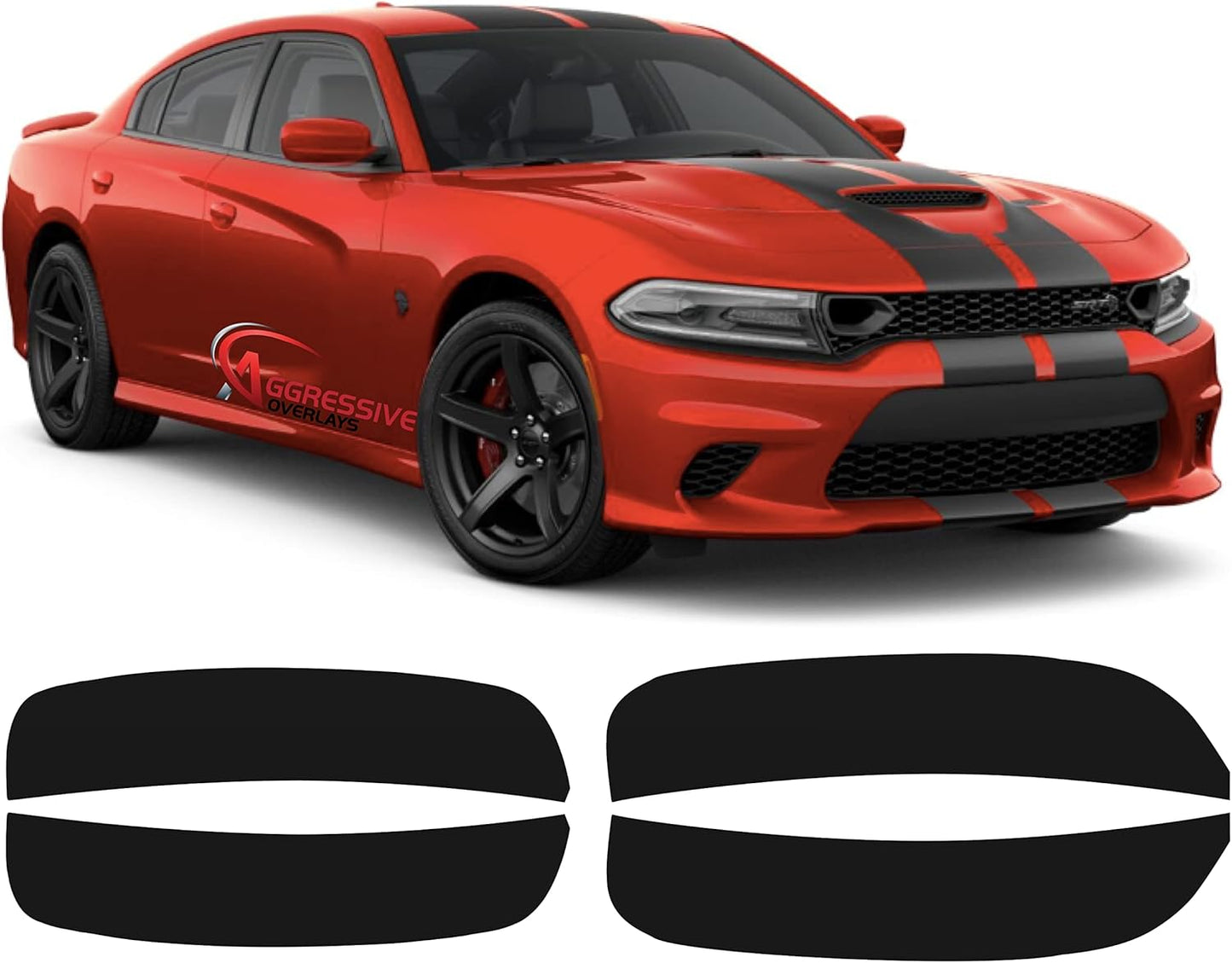 Aggressive Overlays for 2015-2021 Dodge Charger Package Deal - Tail Light - Front & Rear Tinted Side Marker Light Overlays | Precut Smoked Vinyl Tint Film Black Out Dark Smoked (20% Package Deal)