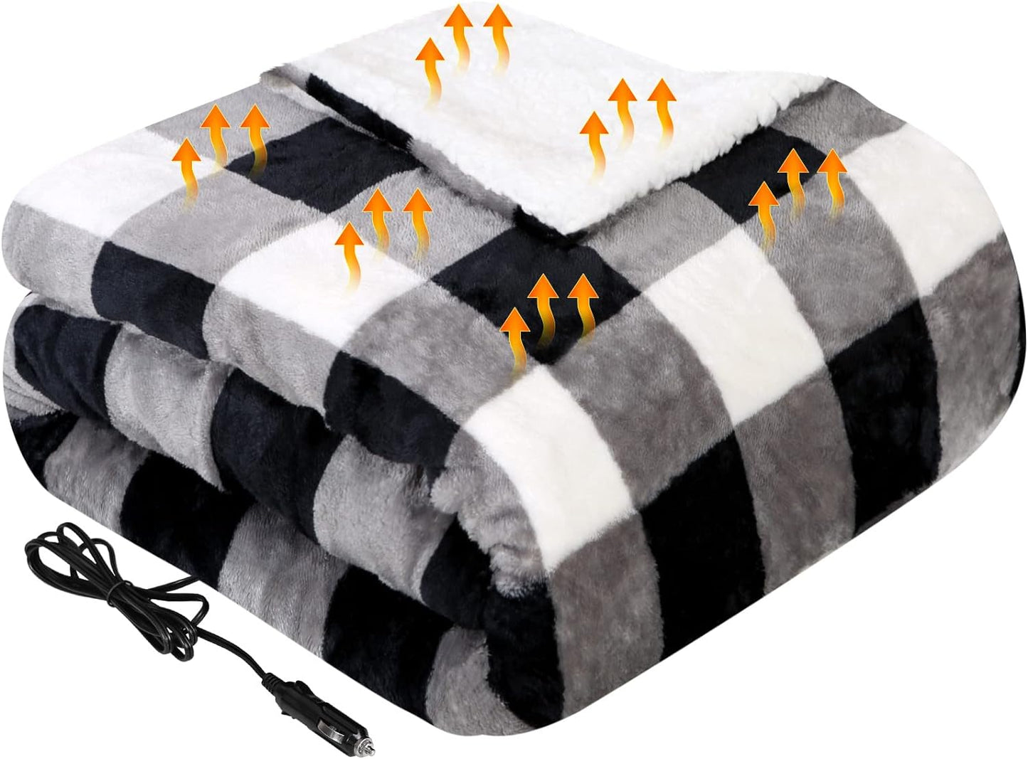 Westinghouse Heated Car Blanket with 3 Heating Levels, 4 Hours Auto Off, 12 Volt Electric Blanket for Car, Truck, SUV, RV, Portable Heated Throw for Camping, Machine Washable, 59" x 43? (Navy)
