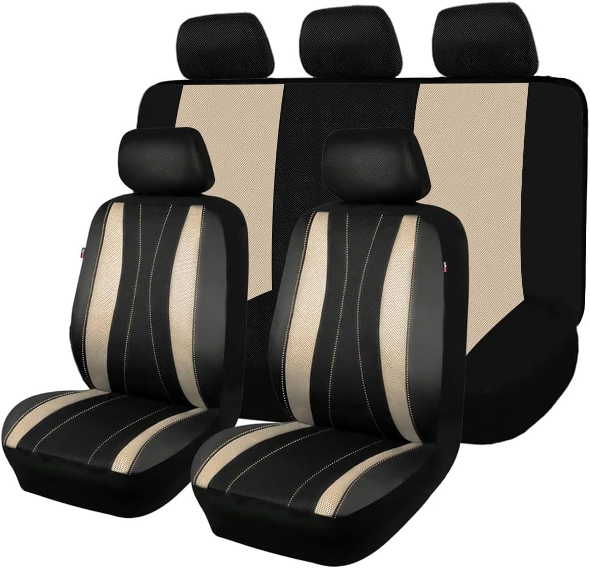 Flying Banner car seat Covers Set Faux Leather Quilted Fashion Easy Bench Split Protectors Sport Fashion (Solid Pink, Full Set - Low Back - Front Arm Rest)
