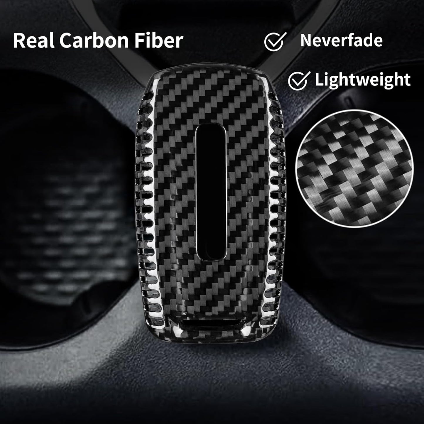 T-carbon Real Carbon Fiber Key Fob Cover Fits for Ram, Key Fob Protector fits for Ram 1500 2500 3500 Accessories for Power Wagon Tradesman Accessories Key Shell with Keychain 2019-2024, Black