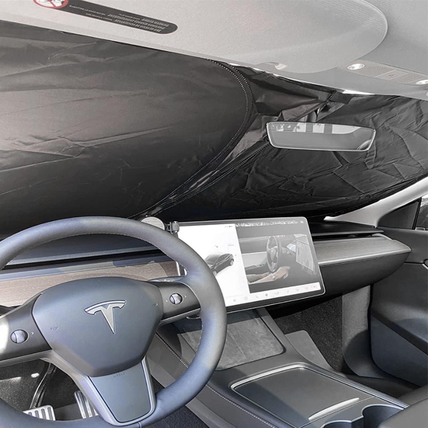 BoxCheer Windshield Sunshade for Tesla Model S Foldable Double Layer Sun Shade Front Window UV & Heat Protection Visor
