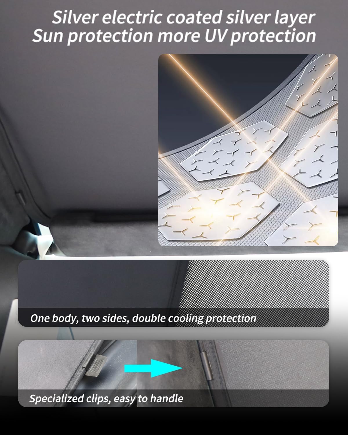 Roof Sunshade, Windshield Sunshade,Rear Windshield Sunshades,Glass Sunroof Shade UV Sun Blocking Heat Shade Comptatible with Tesla Model X (Windshield Sunshade 15-22)