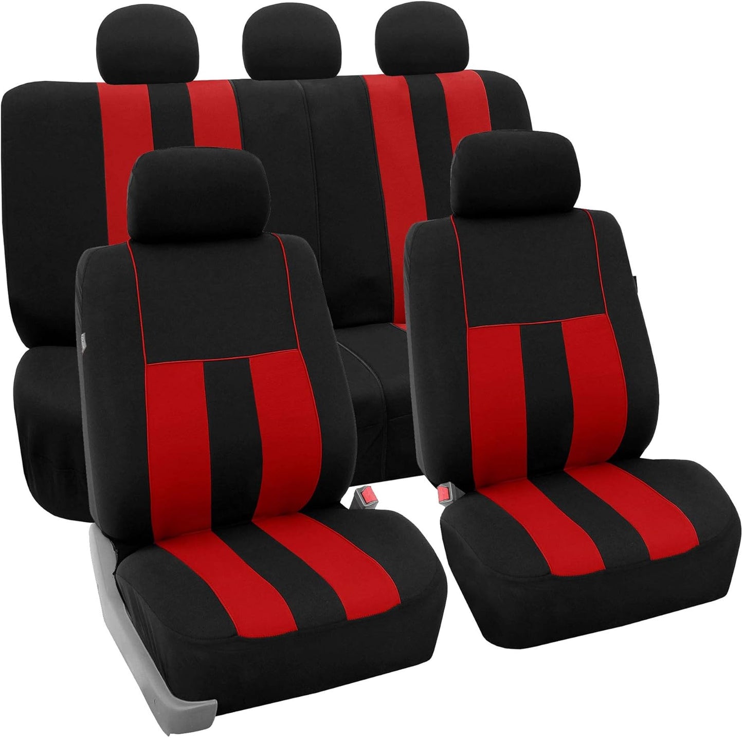 FH Group Car Seat Covers Full Set Cloth - Universal Fit, Automotive Seat Covers,Low Back Front Seat Covers,Airbag Compatible,Split Bench RearSeat,Washable Car SeatCover for SUV,Sedan,Van Black