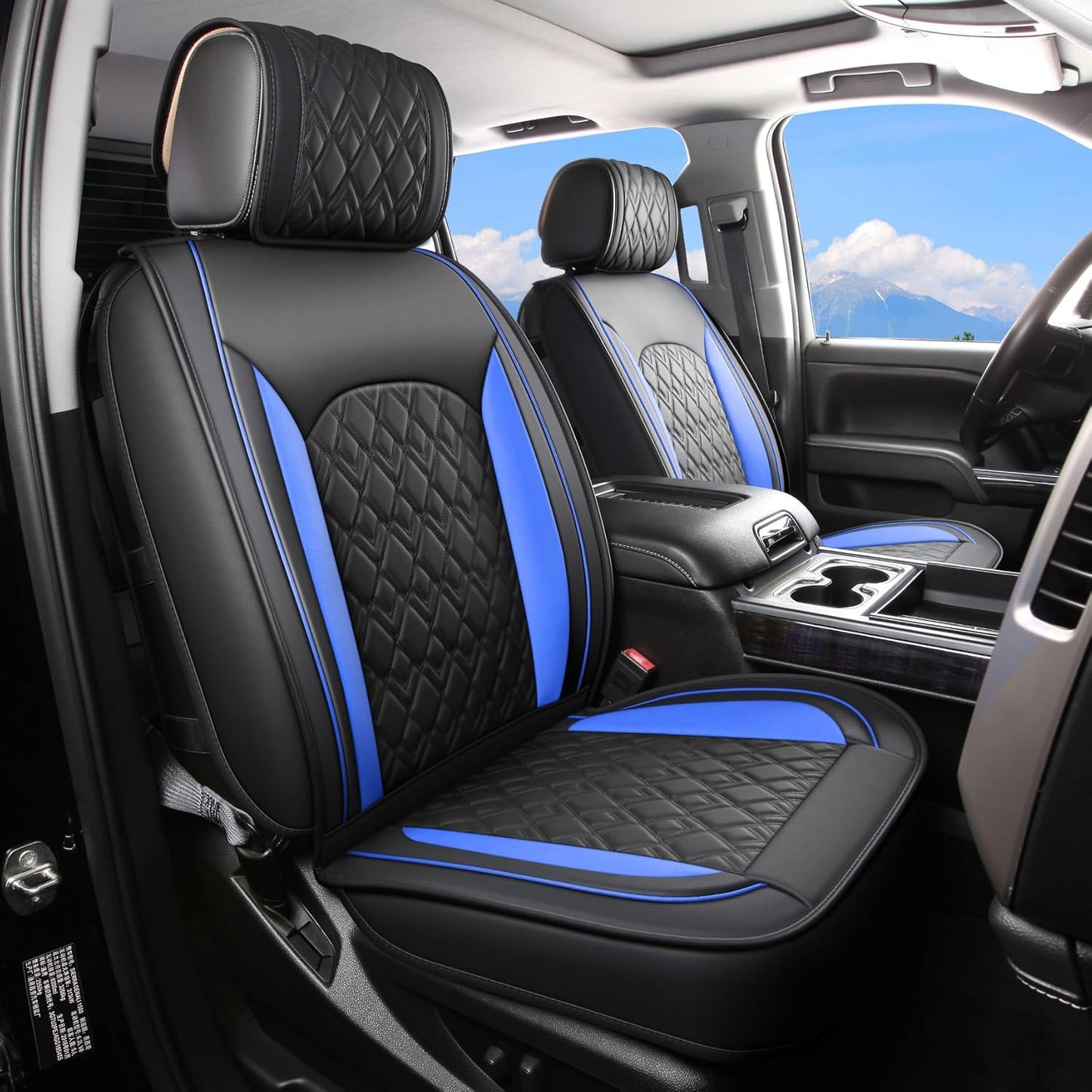 JOJOBAY Chevy Silverado Seat Covers,Leather Seat Covers for GMC Sierra,Custom Fit 2007-2025 1500 2500HD 3500HD Crew Double Extended Regular Cab,LT LZT RST Trail Boss(Front Pair,Black)