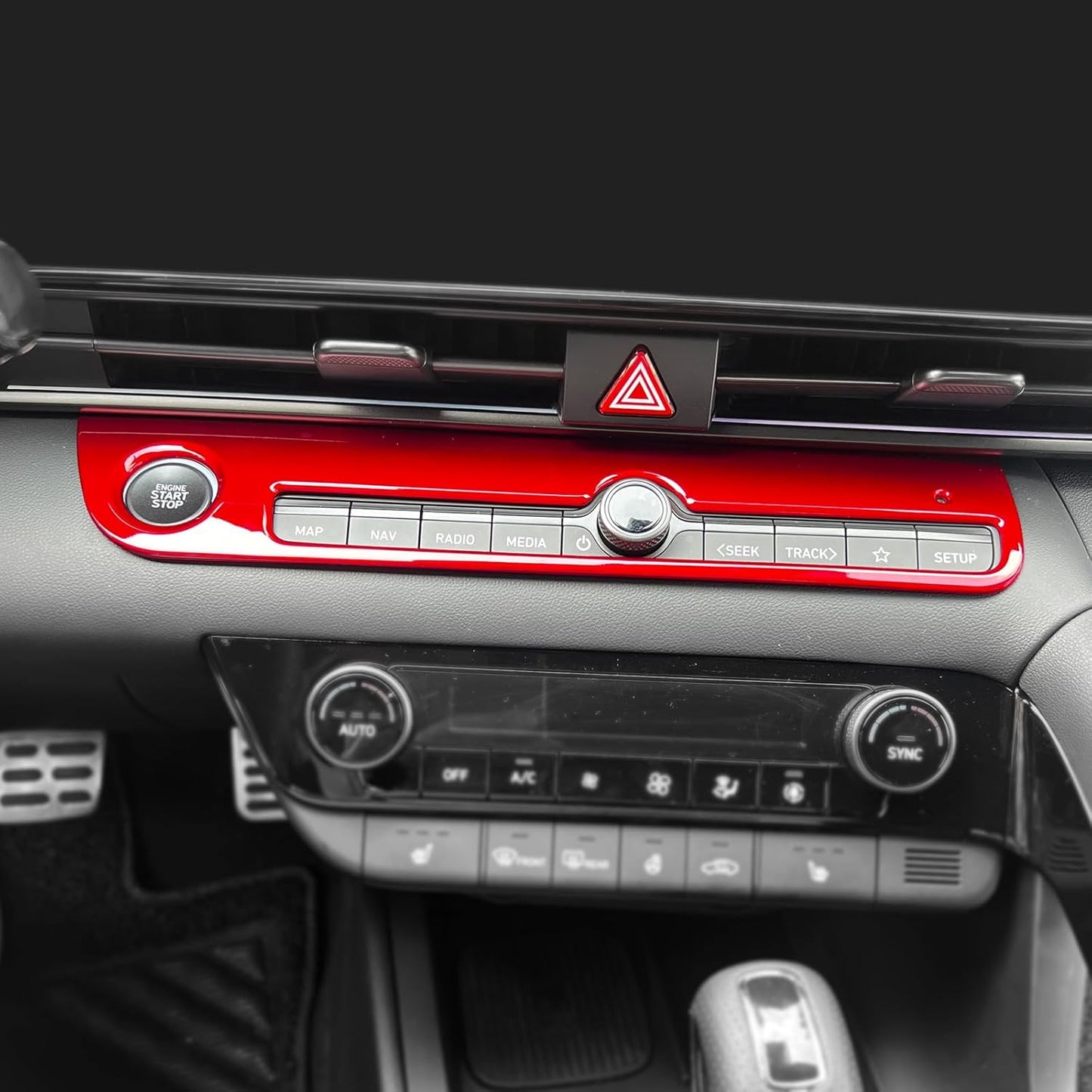 JUIVEEL Gossy Red Style One Piece Car Start Stop Button Cover Start Stop Engine Button Cover Accessories Compatible with Hyundai Elantra 2021-2025 Elantra N 2022-2025 Accessories