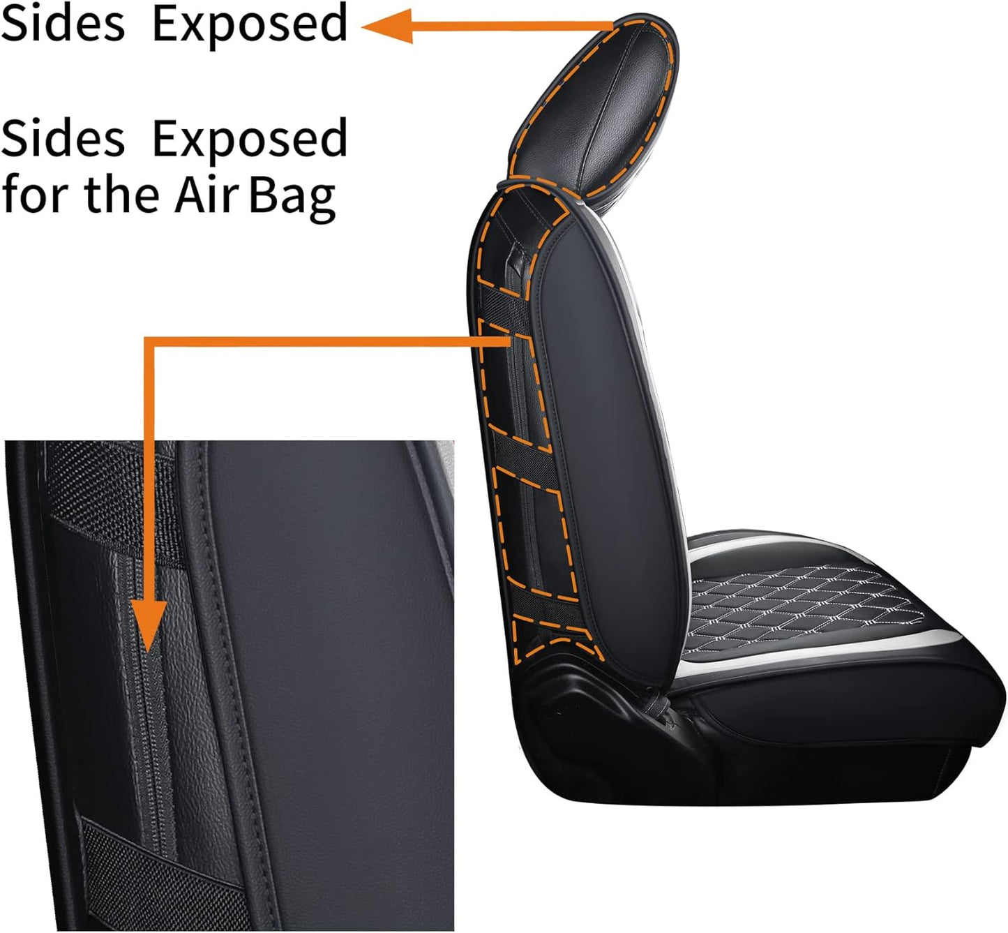 Aierxuan Front Seat Covers Compatible with Jeep Wrangler JK JL Custom Fit 2007-2025 2/4 Door Sahara Willys Sport High Altitude Unlimited Truck Pickup Waterproof Leather(2 PCS Front, Black-White)
