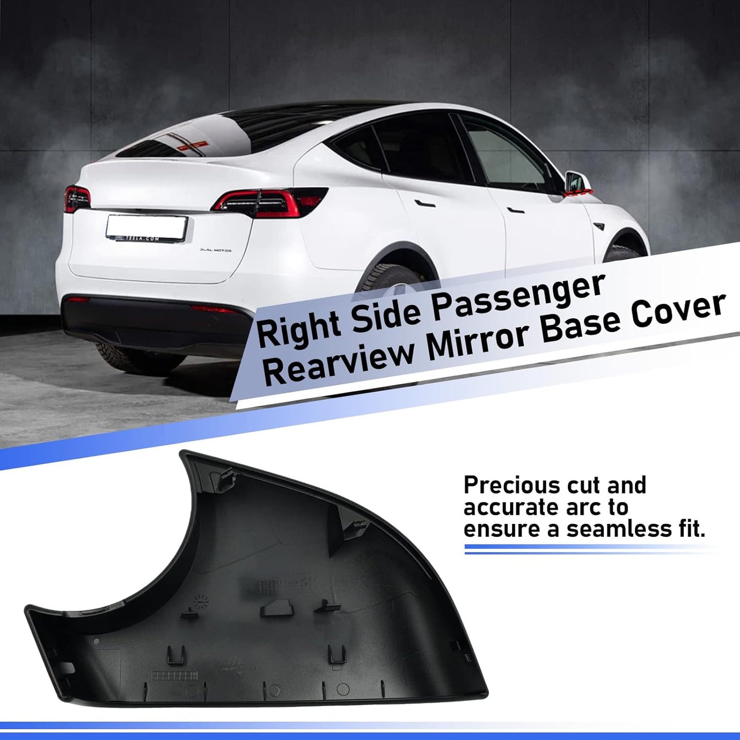 Jaronx Compatible with Tesla Model Y Mirror Bottom Cover 2018-2024, Right Passenger Side Rearview Mirror Lower Base Trim Base Cover Replacement for Tesla Model Y Accessories (Right)