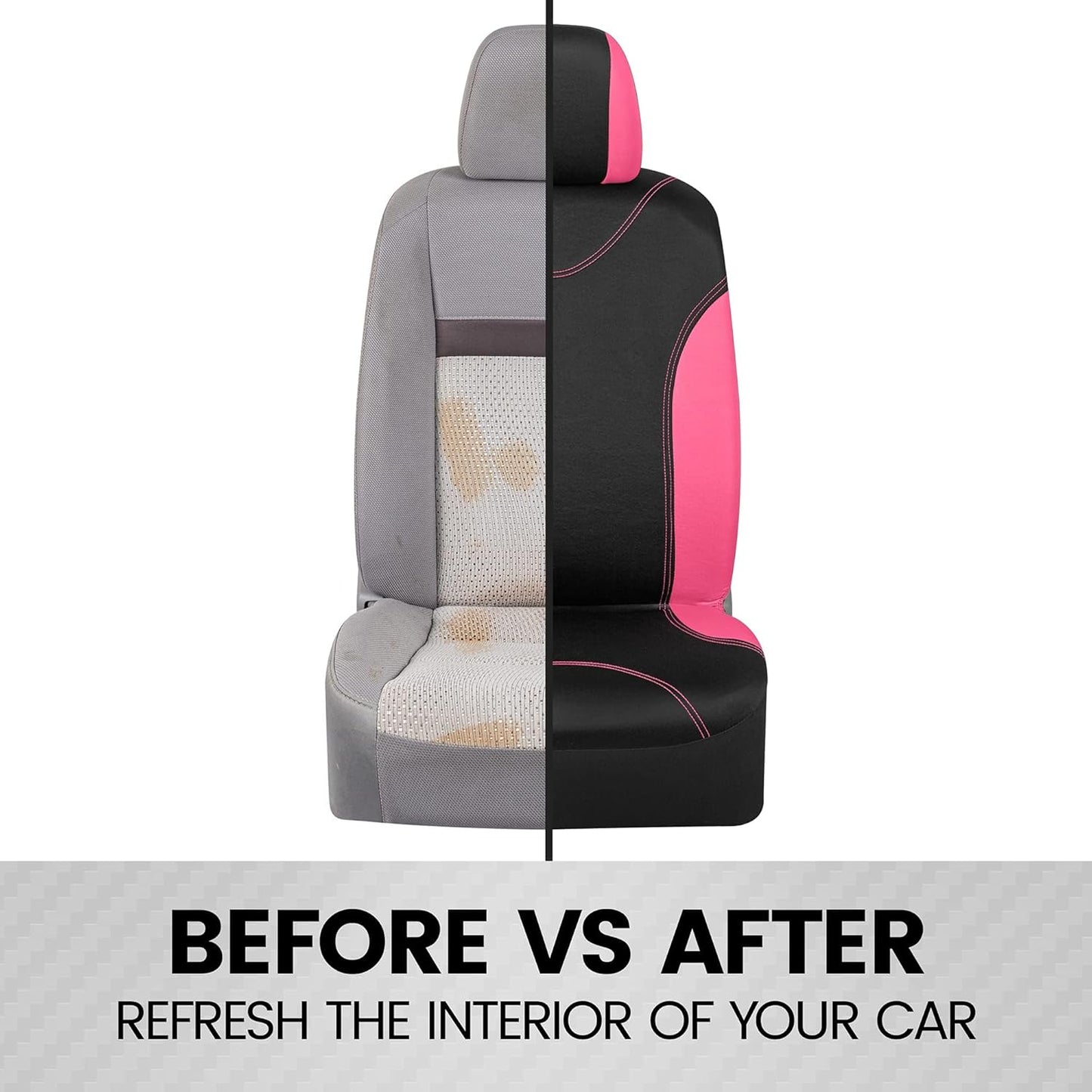 BDK OS-334-PK Sleek and Stylish Car Seat Covers, Split Bench Option, 5 Headrests, Side Airbag Compatible