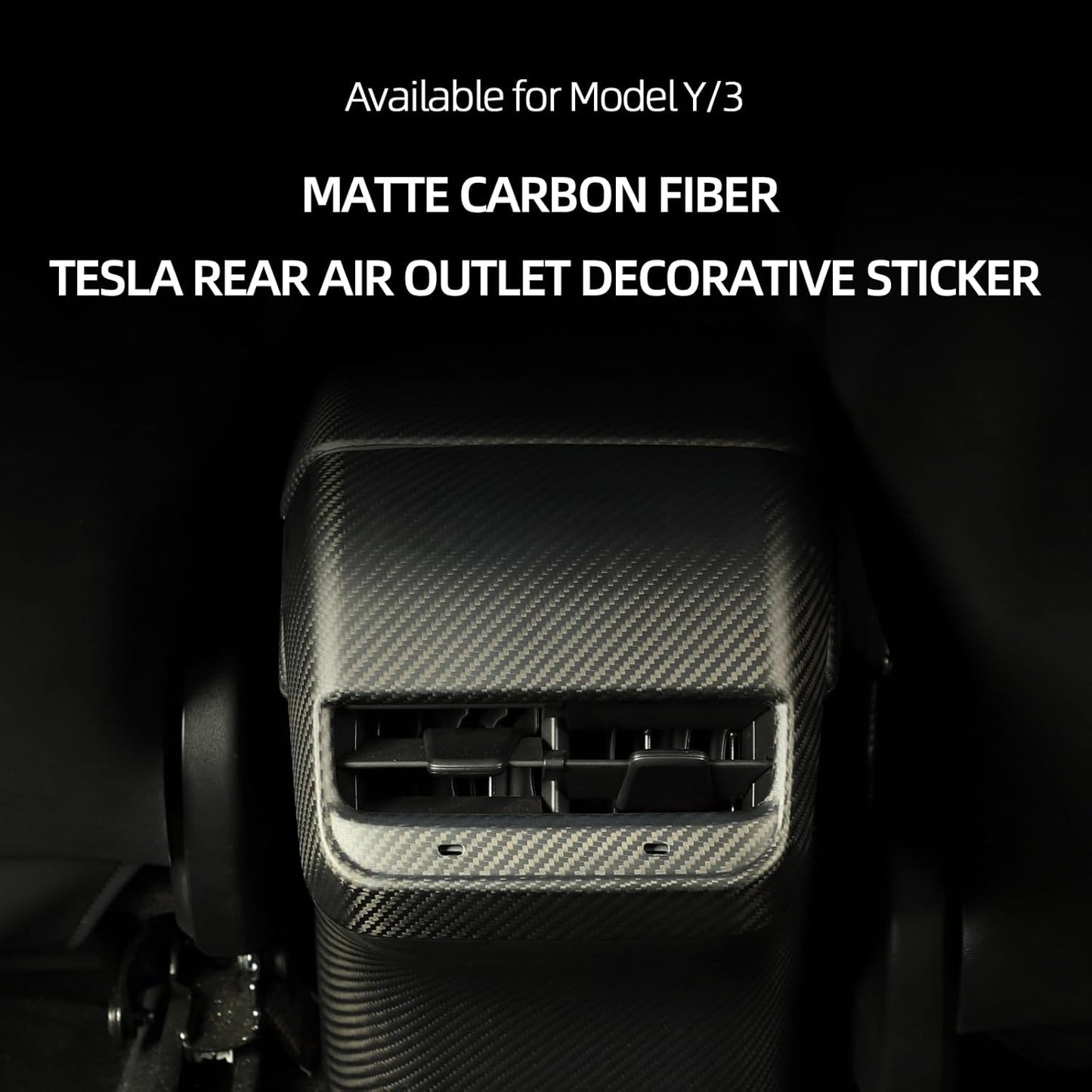 for Tesla Model 3 Y 2022 Dry Carbon Fiber Rear Row Air Outlet Trim Interior Accessories (Matte Carbon)