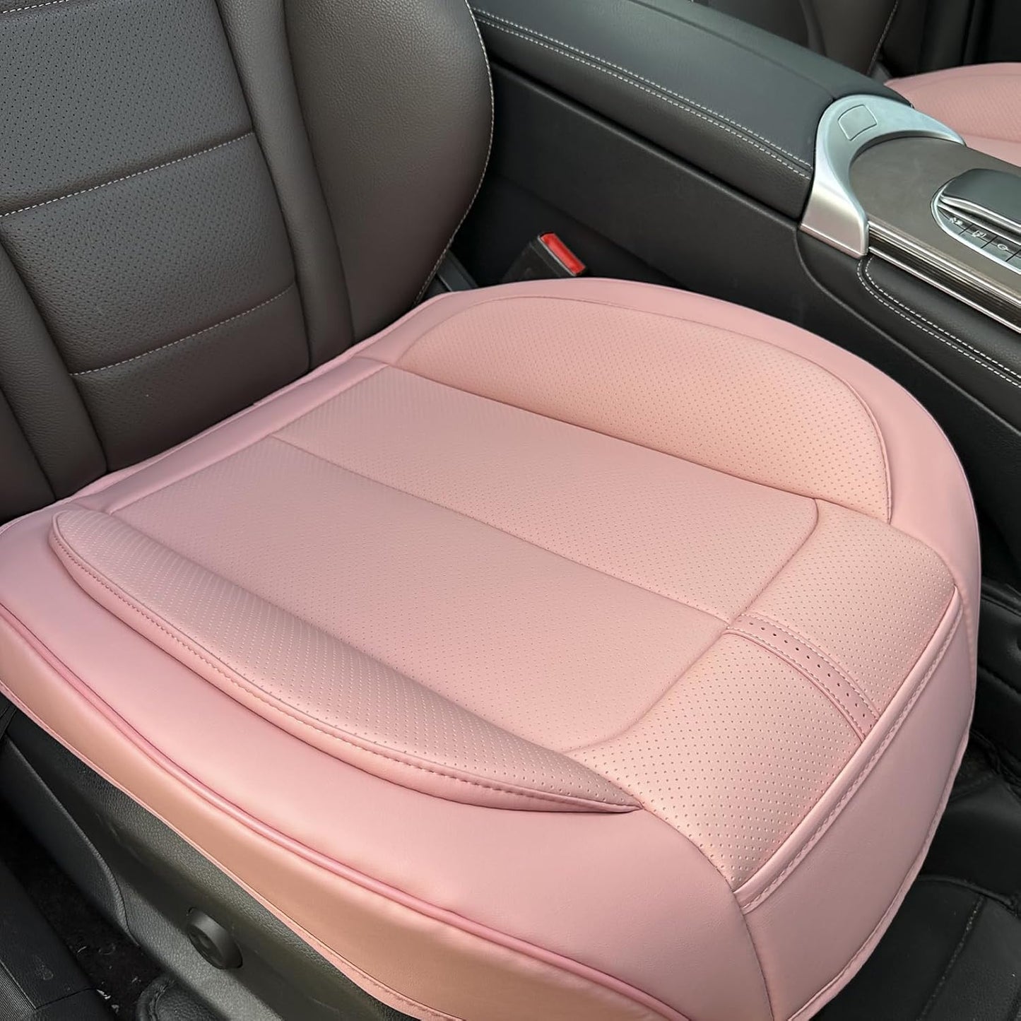 HOMOSTARRY 2 Pack Leather Front Car Seat Cover Bottom Only, Anti-Slip Padded Seat Cushion, Full Wrap Seat Protector with Storage Function Universal Fit for Most Cars, SUV, Pick-up Trucks (Red)