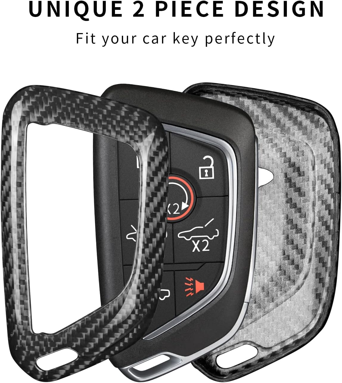 Real Glass Fiber Key Fob Cover Compatible with Corvette C8 Key Fob Case T-carbon Key Fob Protector Compatible with Stingray Corvette C8 2020-2025 Smart Key Case,Silver Black