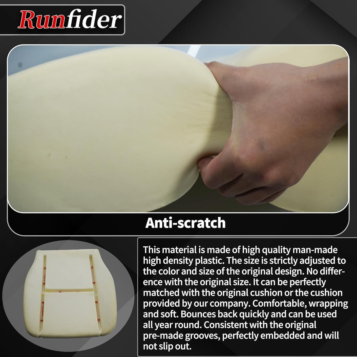 runfider Driver Side Bottom Replacement Seat Foam Cushion Seat Foam Pad Compatible with Chevy Avalanche Silverado Suburban Tahoe GMC Sierra Yukon 2007 2008 2009 2010 2012 2013 2014