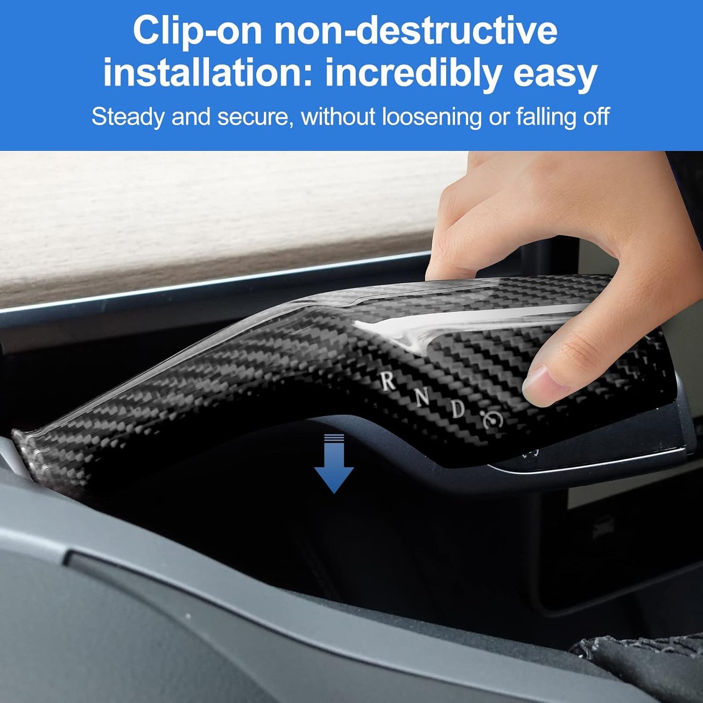 Tinlucys Gear Shift Cover Designed for 2017-2024 Tesla Model 3/Y,Tesla Stalks Cover for Model 3/Y,Snap on Without Any Adhesives,Model 3/Y Interior Accessories 2024 Glossy Black