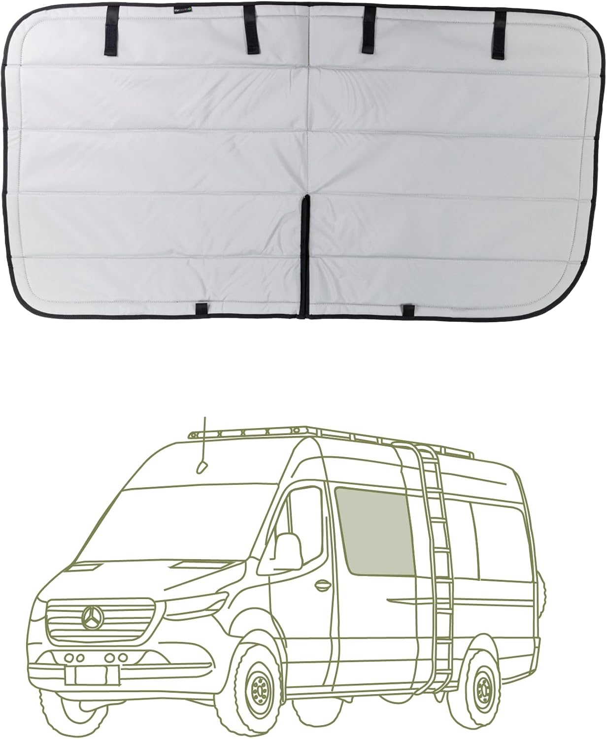 VanEssential New MERC 2019-Current Sprinter Van Insulated Blackout Front Door Covers (Pair) - Cool Gray
