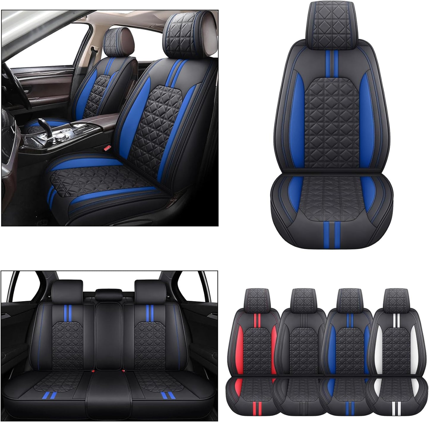 YIERTAI Universal Car Seat Covers Compatible with Toyota Corolla Highlander Honda Civic Odyssey Hybrid Ford Ranger Nissan Rogue Altima Waterproof Leather(2 PCS Front/Black-Brown)
