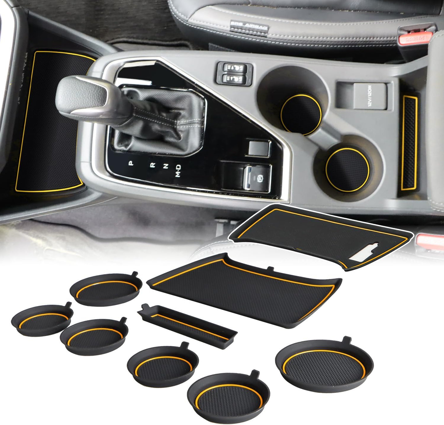 Auovo Cup Holder Inserts Liners Compatible with Subaru Crosstrek 2024 2025 Impreza Accessories Car Custom Center Console Door Pocket Mats Pads 19PCS (Gray Trim)