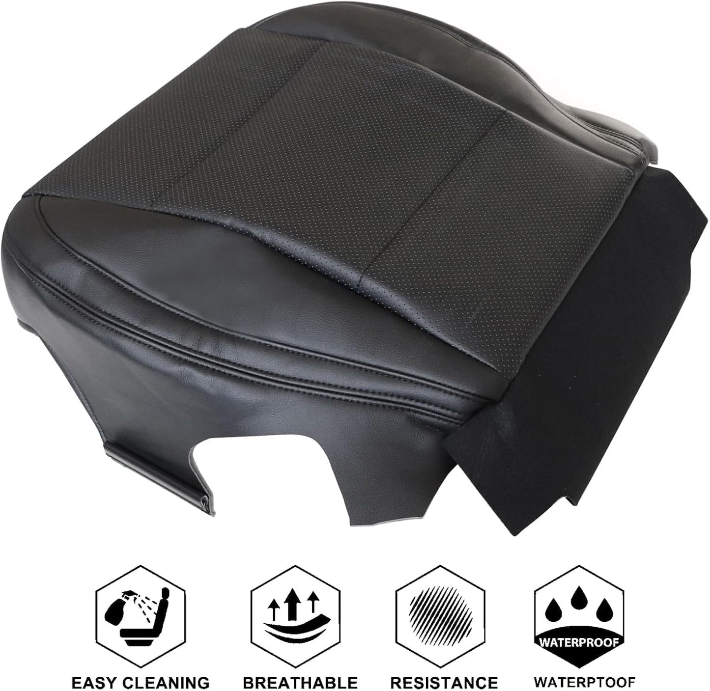 NLQR Front Driver Bottom Replacement Perforated Seat Cover Microfiber Leather Black Compatible with Subaru Outback 2015 2016 2017 2018 2019
