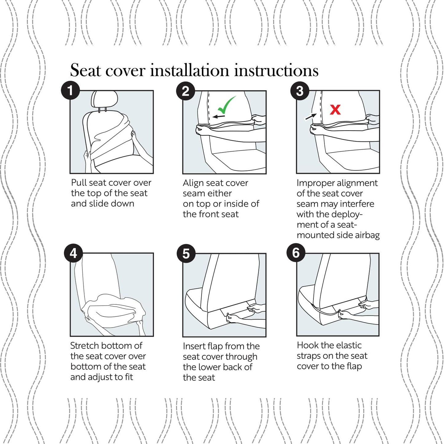 Pilot Automotive SWR-0112 Swarovski Wavy Stitch Seat Cover, White