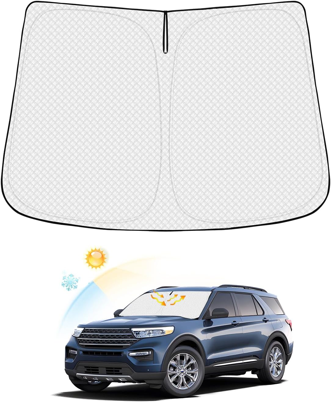 Canvcle Windshield Sun Shade for 2022-2024 2025 Kia Carnival Accessories Thicken 6-Layer Front Window Sunshade Cover Sun Visor Protector Foldable Block UV Rays Keep Vehicle Cool