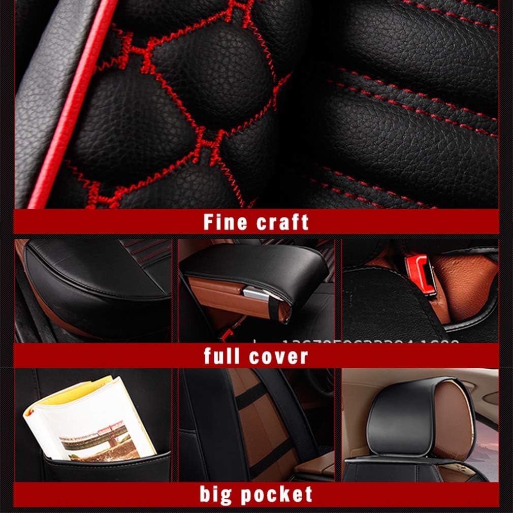 8X-SPEED Front Car Seat Covers Compatible with Dodge RAM 1500(only fit Some of Them) Durable Comfort Leatherette Seat Cushions (Airbag Compatible) Black red