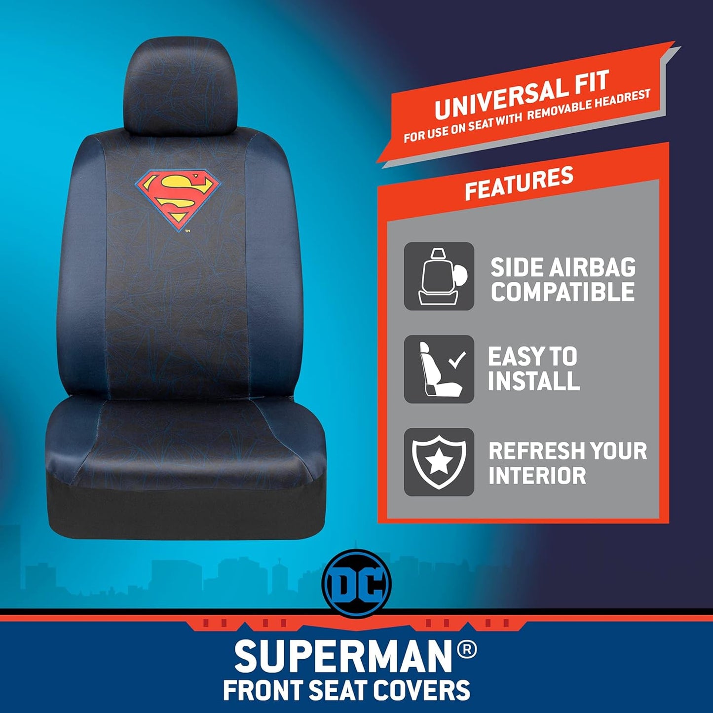 BDK Auto WBSC-1626: Superman Front Seat Covers