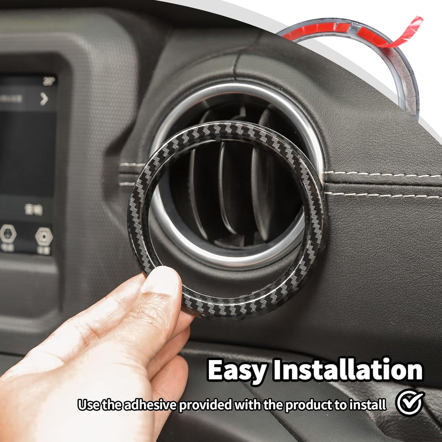Voodonala for Jeep JL Dash Air Conditioning Outlet Bezel Ventilation Grille Embellishment Trim for 2018-2023+ Jeep Wrangler JL JLU Gladiator JT Trunk Interior Accessories Carbon Fiber