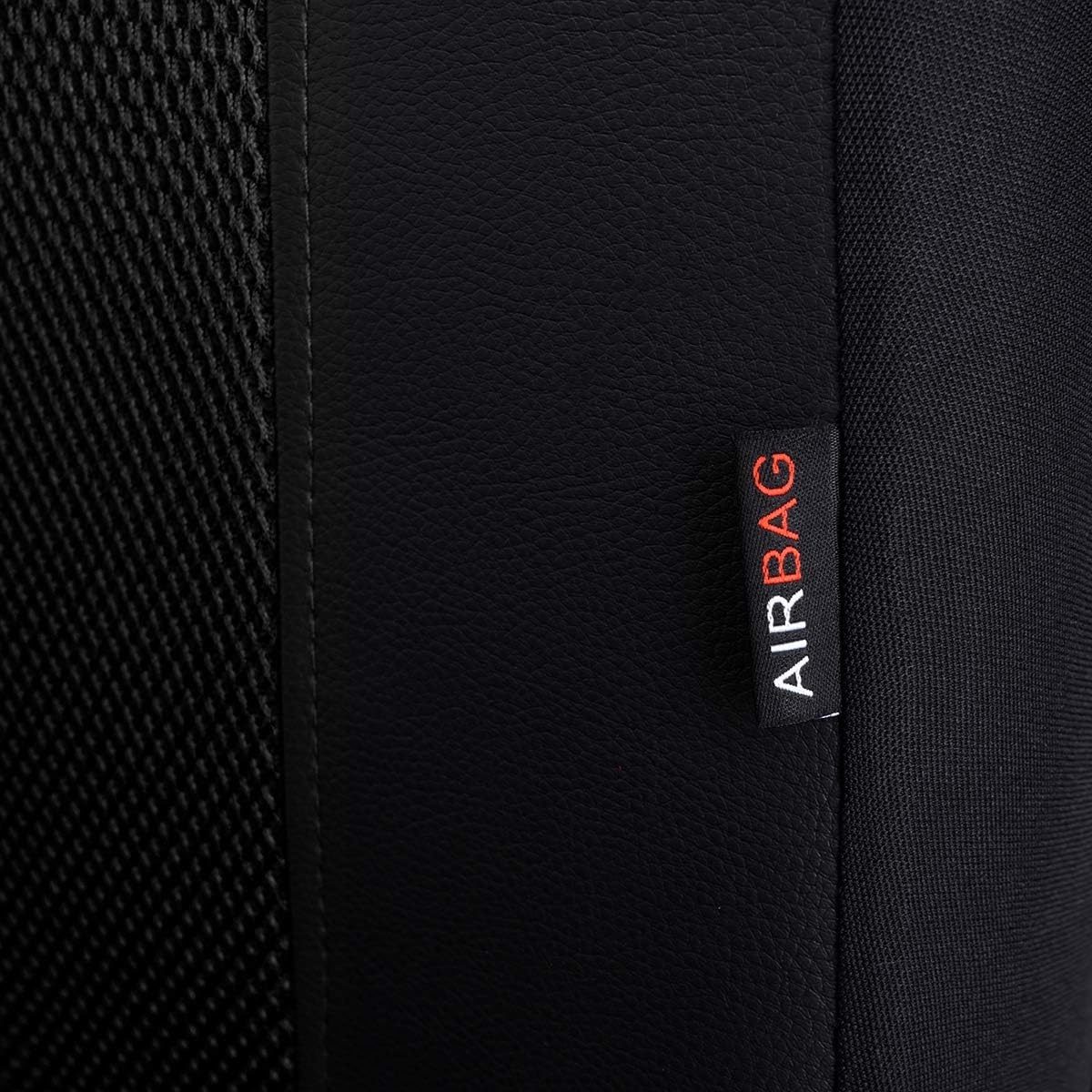 Flying Banner car seat Covers Full Set Faux Leather Air Mesh Breathable Man Lady Airbag Compatible Rear Bench Split 40/60 50/50 60/40 Truck Pick Up (Full Set - Low Back, Black Black)